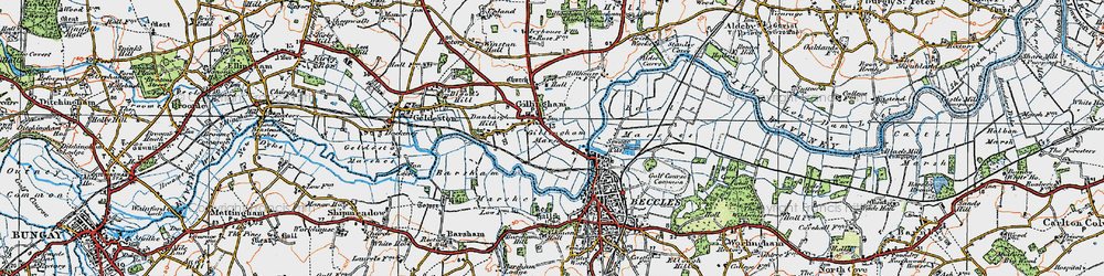 Old map of Barsham Marshes in 1921