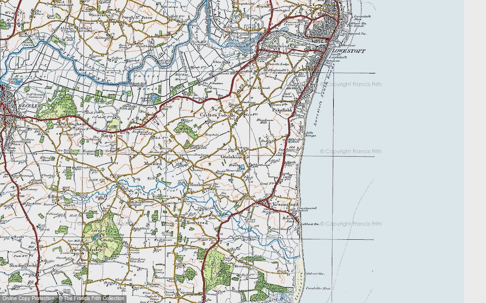 Old Map of Gisleham, 1921 in 1921