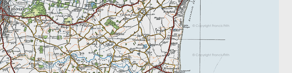 Old map of Gisleham in 1921