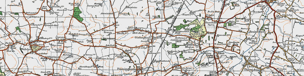 Old map of Gislingham in 1920