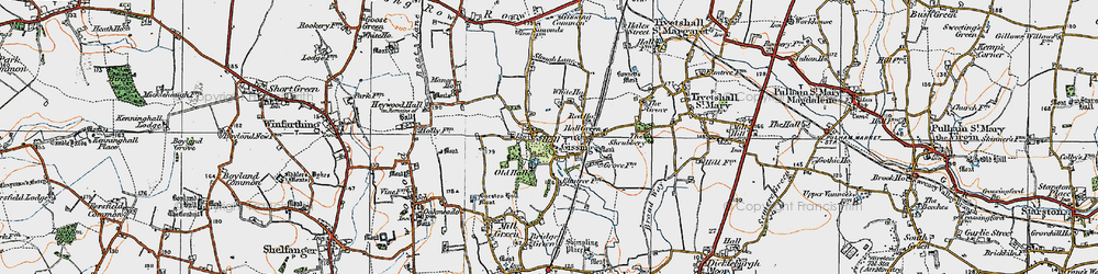 Old map of Gissing in 1921