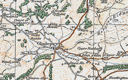 Old map of Gladestry in 1920