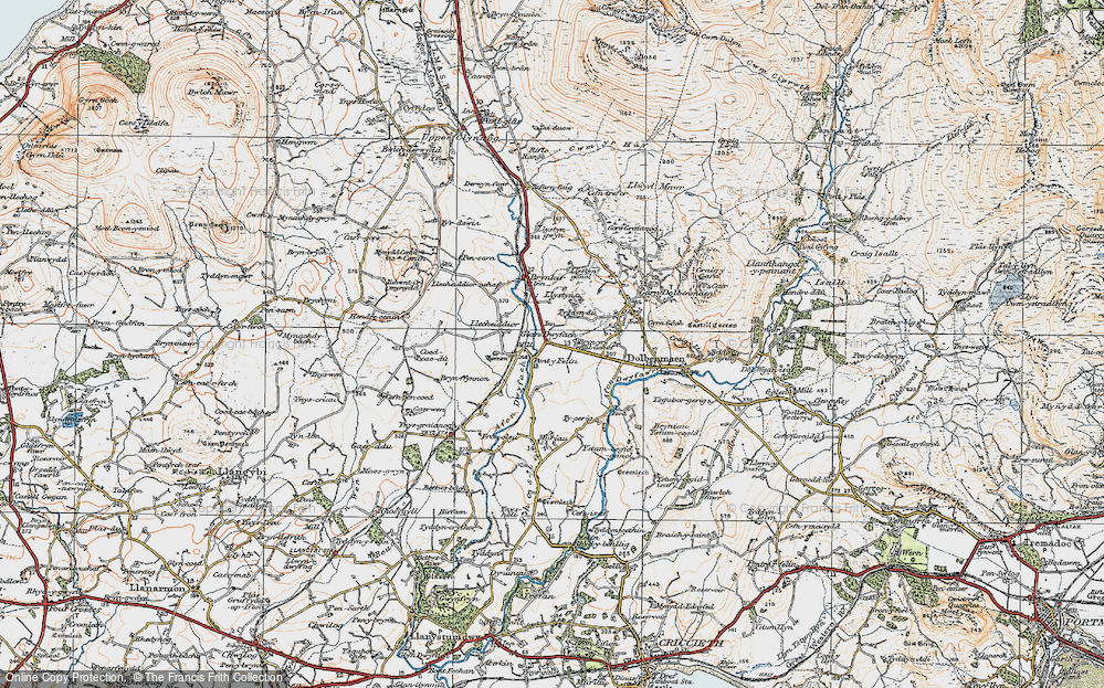 Old Map of Historic Map covering Bryn-yr-efail uchaf in 1922