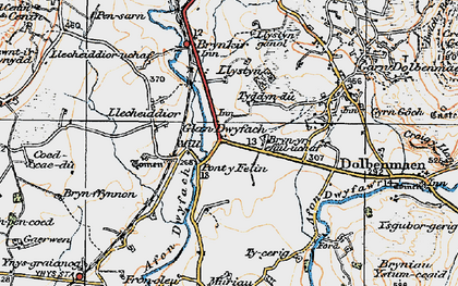 Old map of Glan Dwyfach in 1922