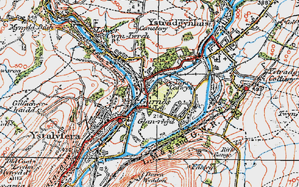 Old map of Ynys-Cedwyn in 1923