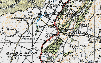 Old map of Glan-y-wern in 1922