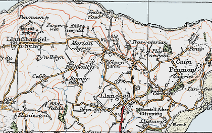 Old map of Bryn Ddol in 1922