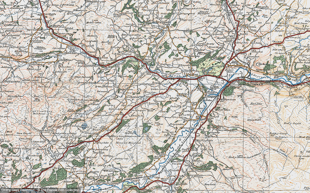 Old Map of Historic Map covering Bronguddio in 1922