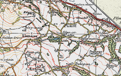 Old map of Brynllystyn in 1924