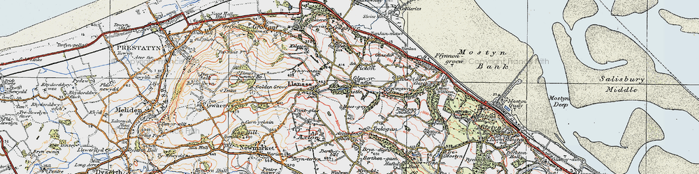 Old map of Glan-yr-afon in 1924