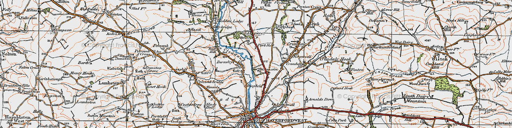 Old map of Glanafon in 1922