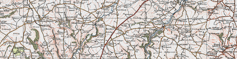 Old map of Glandy Cross in 1922