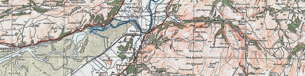 Old map of Glandyfi in 1921