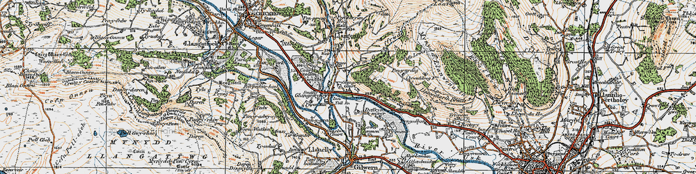 Old map of Glangrwyney in 1919
