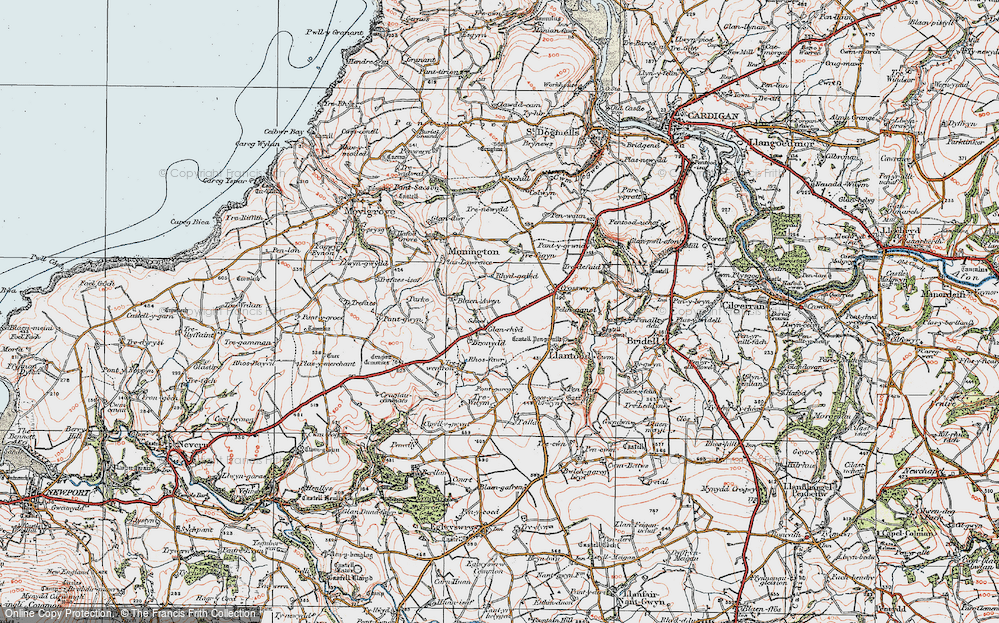 Old Map of Historic Map covering Bryngolau in 1923