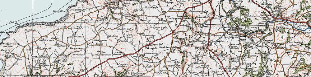 Old map of Glanrhyd in 1923