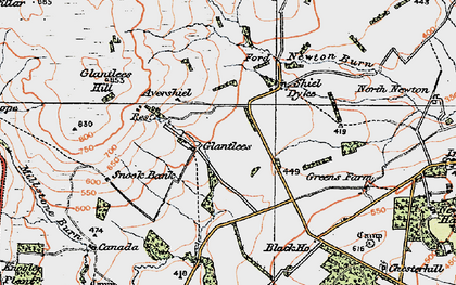 Old map of Glantlees in 1925