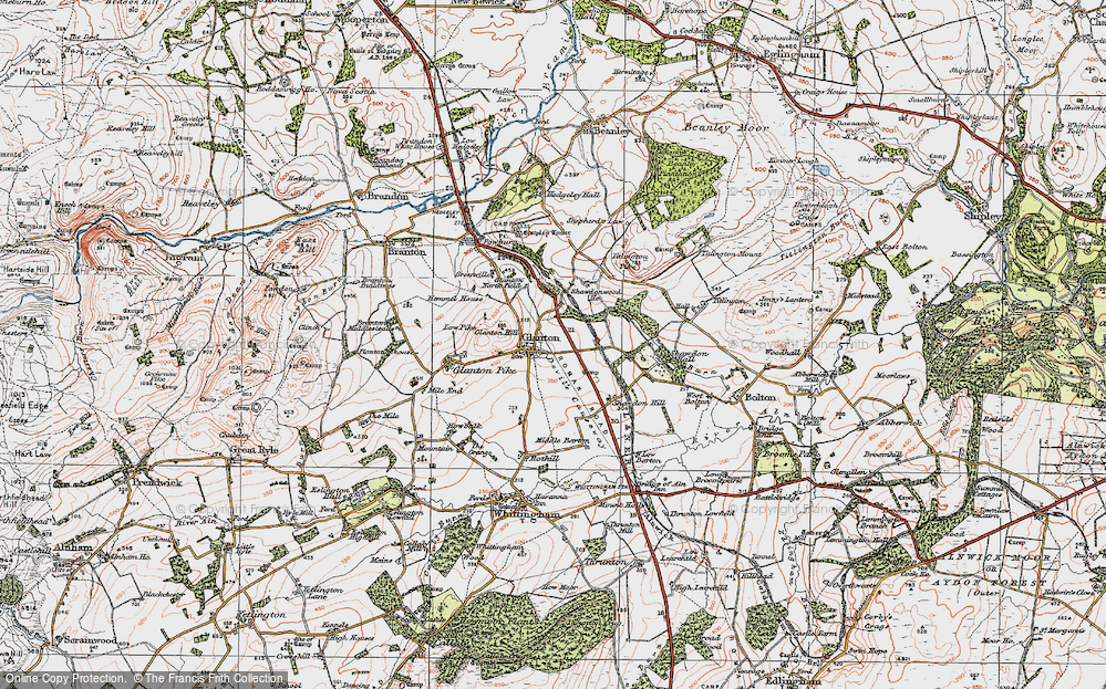 Old Map of Glanton, 1926 in 1926