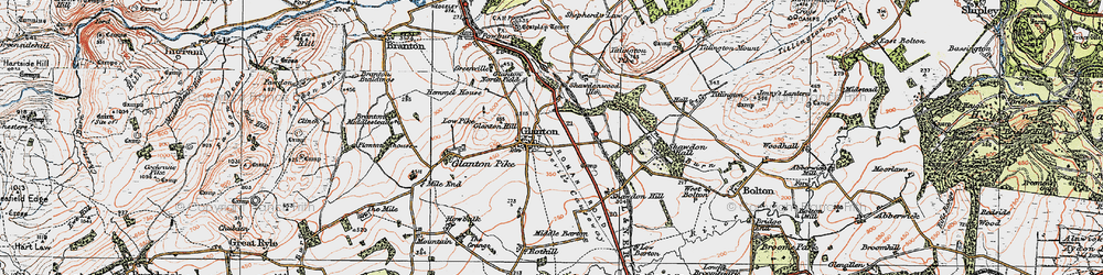 Old map of Glanton in 1926