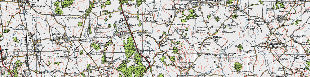 Old map of Glanvilles Wootton in 1919