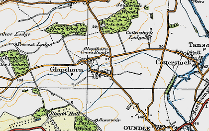 Old map of Glapthorn in 1920