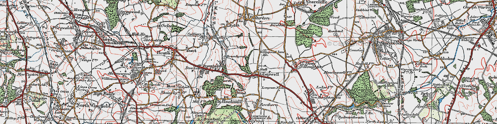 Old map of Glapwell in 1923
