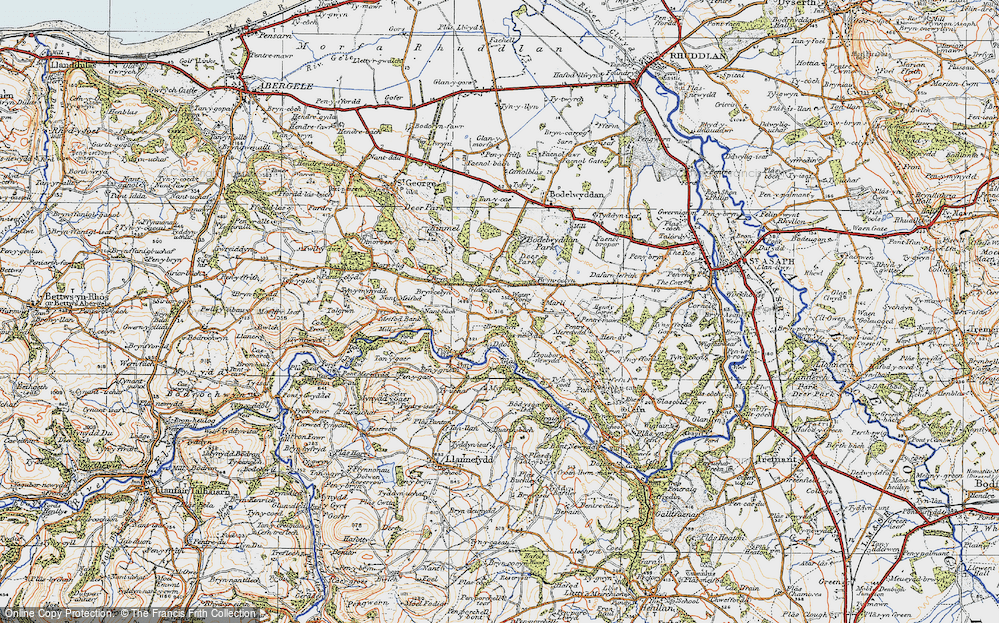 Old Map of Historic Map covering Ddôl in 1922