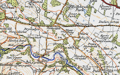 Old map of Bryn-y-pin in 1922
