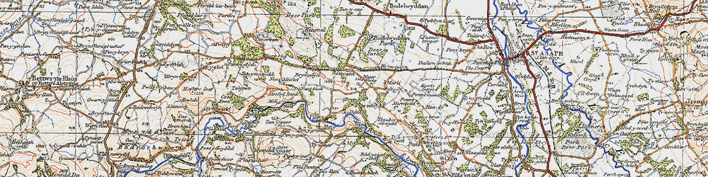 Old map of Bodelwyddan Castle in 1922