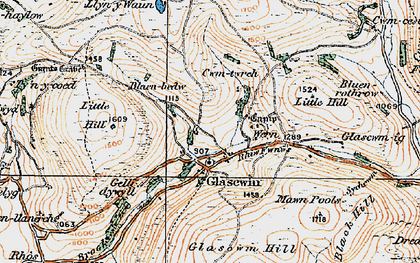 Old map of Lower Cwm-twrch in 1919
