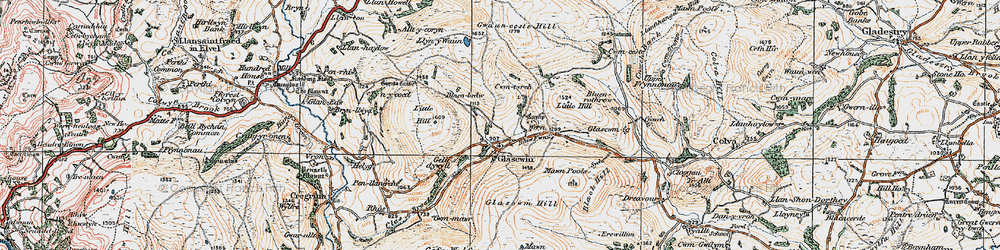 Old map of Glascwm in 1919