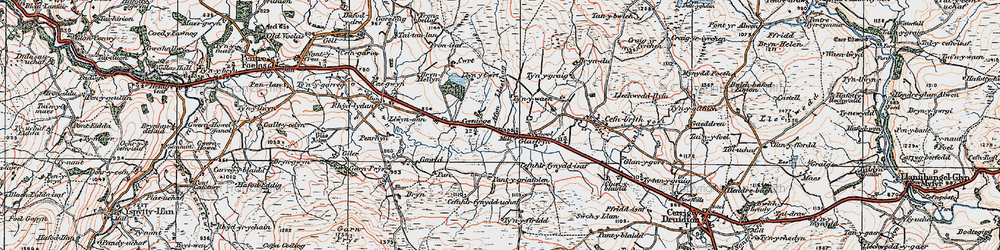Old map of Afon Llaethog in 1922