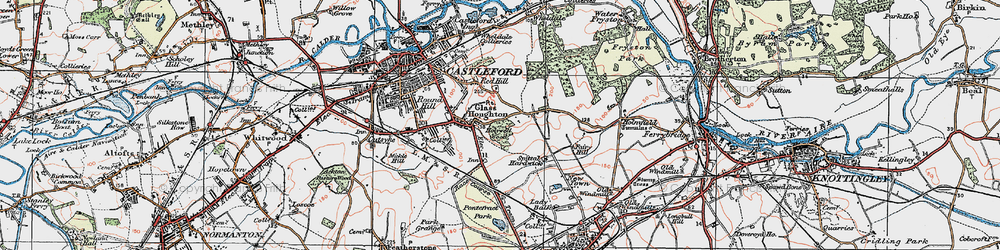 Old map of Glass Houghton in 1925