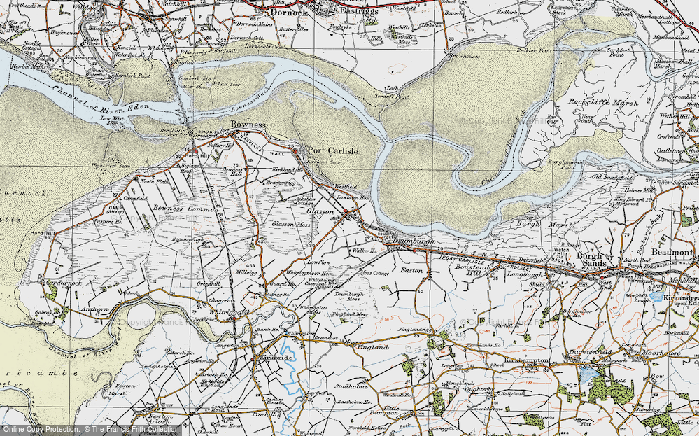 Old Map of Historic Map covering Whitriggmoor Ho in 1925