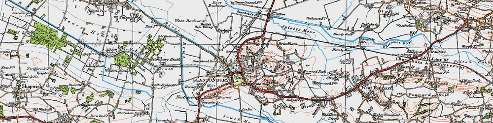 Old map of Glastonbury in 1919