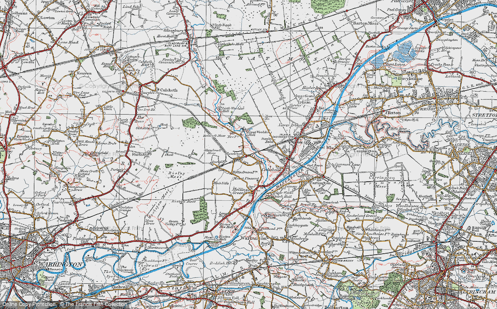 Old Map of Historic Map covering Holcroft Moss in 1923