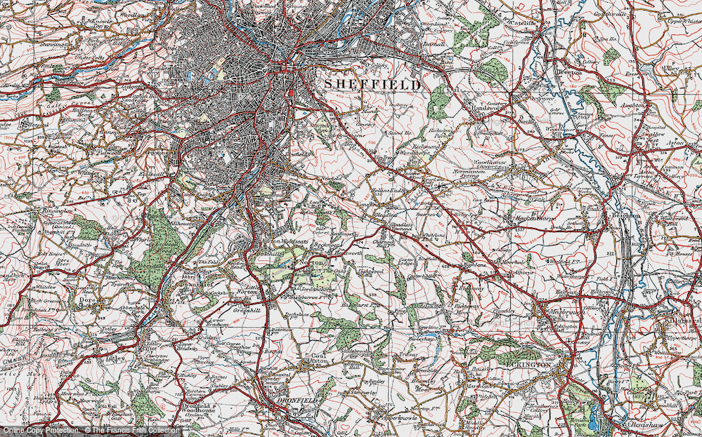 Old Map of Gleadless Valley, 1923 in 1923