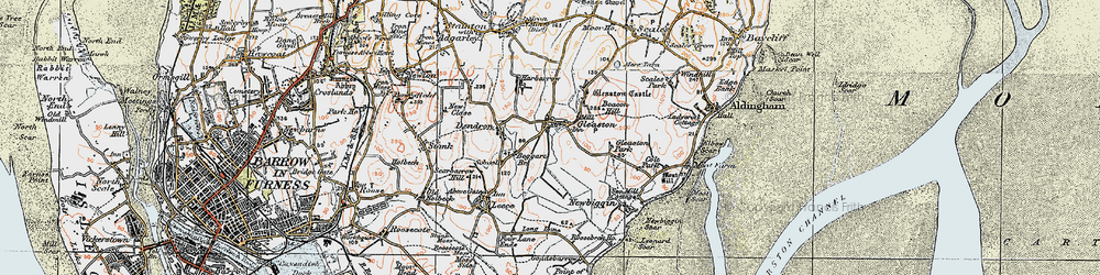 Old map of Gleaston in 1924