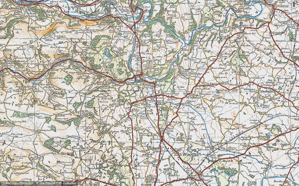Old Map of Gledrid, 1921 in 1921