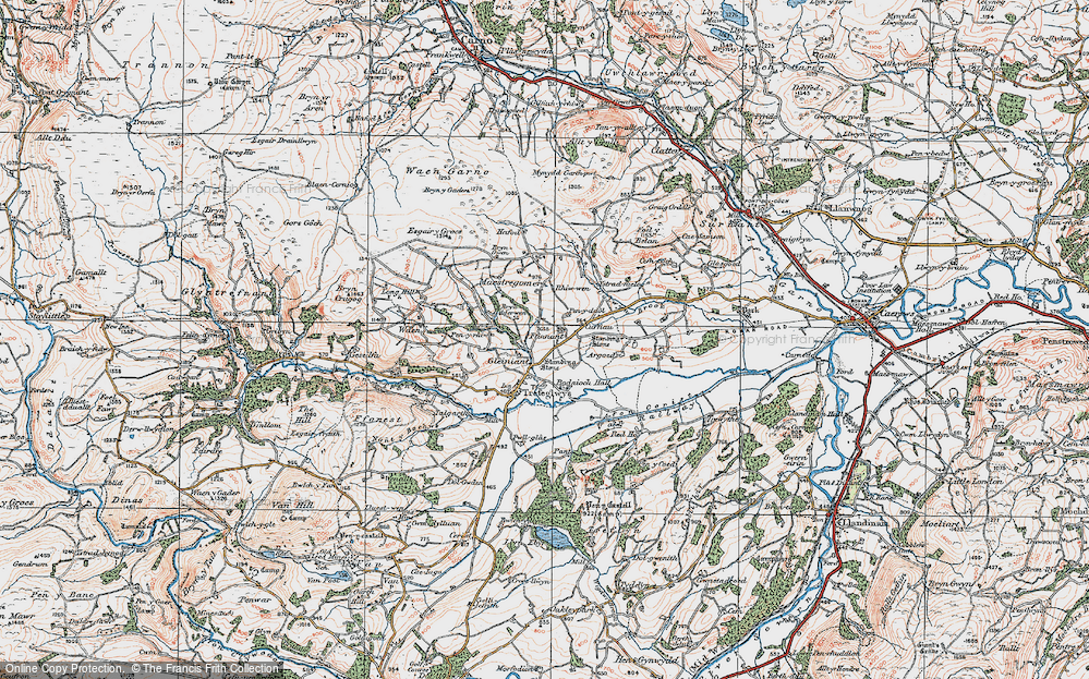 Old Map of Historic Map covering Ystradfaelog in 1921