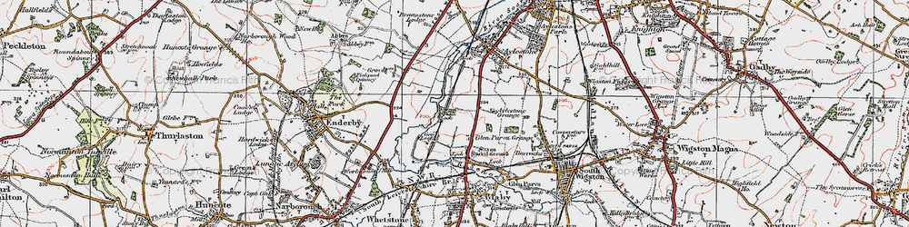 Old map of Glen Parva in 1921