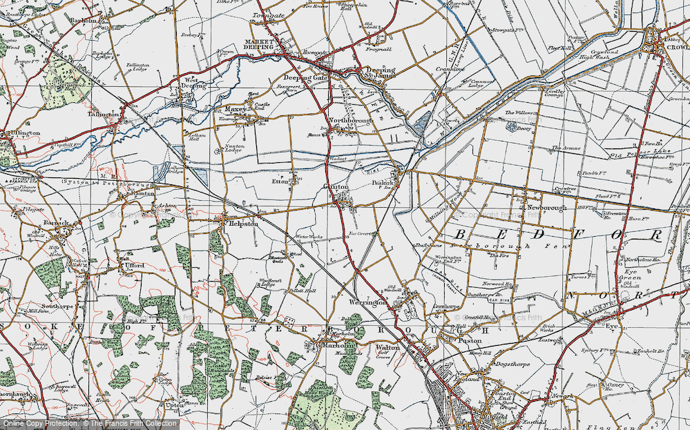 Old Map of Glinton, 1922 in 1922