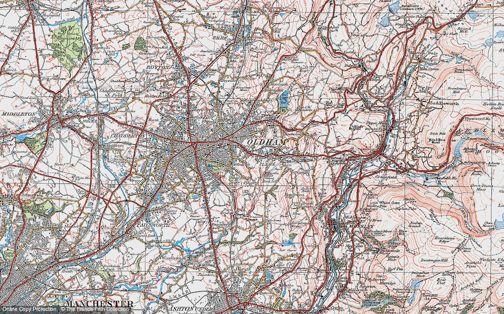 Old Map of Glodwick, 1924 in 1924