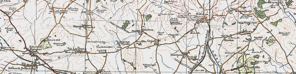 Old map of Glooston in 1921