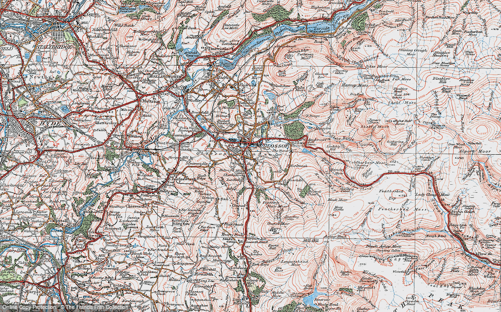Old Map of Glossop, 1923 in 1923