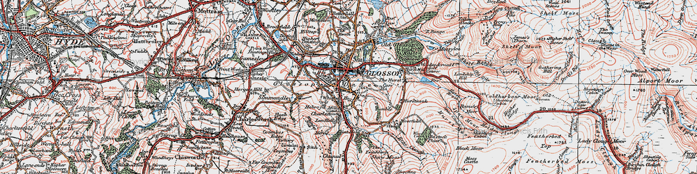 Old map of Glossop in 1923