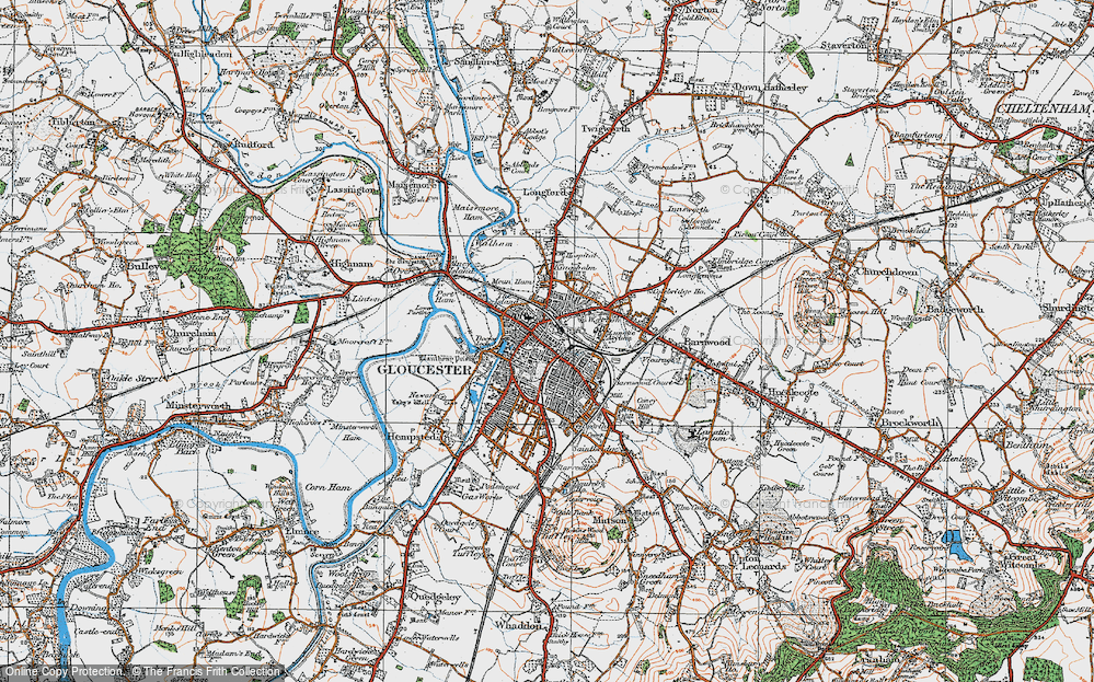 Old Map of Historic Map covering Blackfriars in 1919