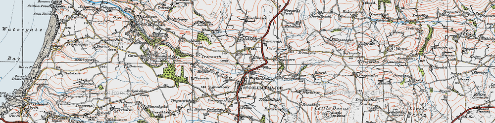 Old map of Gluvian in 1919