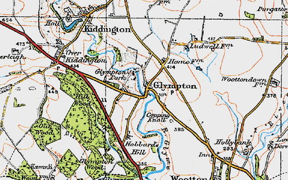 Old map of Glympton in 1919