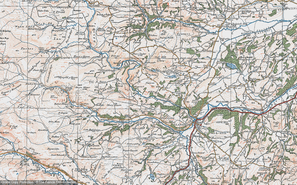 Old Map of Historic Map covering Bryntail in 1921